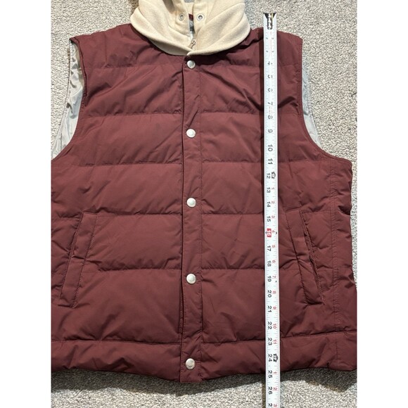Brunello Cucinelli Wool Silk Cashmere Down Hooded Vest Size XL Maroon *READ* - Picture 2 of 16